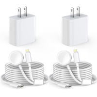 Apple Watch Charger,Super Quick Charging for iWatch & iPhone,2Pack Fast iPhone Watch Charger + iWatch Fast Charging Cable Cord 6FT + USB C Wall Block for Apple Watch Series 9/8/7/6/5/4/SE/iPhone 14/13