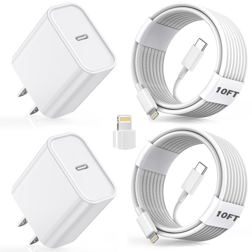 Fast Charger iPhone,10FT iPhone Charger,Long 10Feet Fast Apple Charger USB C to Lightning Cable Cord 2Pack Type C Wall Charger Box Block Plug for iPhone 14/14 Pro Max/14 Plus/13/13 Mini/12/11/X/XR/SE Fast Charger iPhone,10FT iPhone Charger,Long 10Feet Fast Apple Charger USB C to Lightning Cable Cord 2Pack Type C Wall Charger Box Block Plug for iPhone 14/14 Pro Max/14 Plus/13/13 Mini/12/11/X/XR/SE