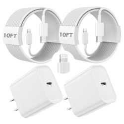 Fast Charger iPhone,10FT iPhone Charger,Long 10Feet Fast Apple Charger USB C to Lightning Cable Cord 2Pack Type C Wall Charger Box Block Plug for iPhone 14/14 Pro Max/14 Plus/13/13 Mini/12/11/X/XR/SE